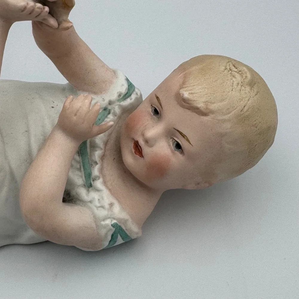 Vintage Gerbruder Heubach Porcelain Bisque Baby Dolls Set German Figurines 1900s